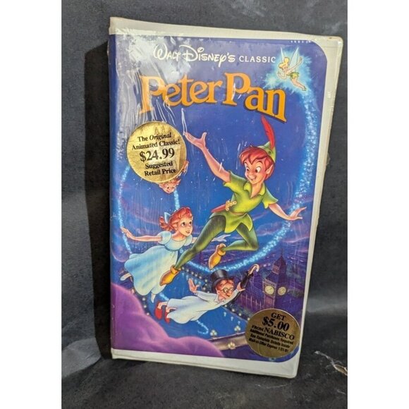 Walt Disney's Classic Peter Pan VHS Tape Sealed Clamshell Case Original $24.99 R - Picture 1 of 9